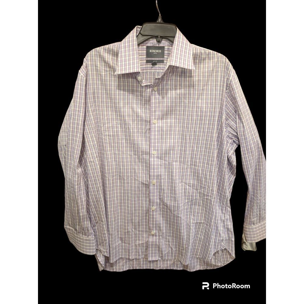 Bonobos Shirt Mens XL 17.5/36  Check Casual Button Up Long‎ Sleeve SLIM FIT